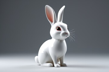 Fototapeta premium there is a white rabbit with red eyes sitting on a gray surface