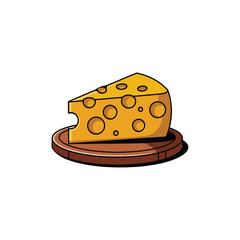 Wooden board with cheese vector illustration