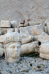 Ancient statues on top of Mount Nemrut in South East Turkey. Kingdom of Commagene.