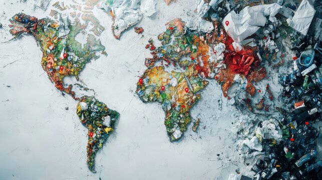 Global Map Highlighting Areas of Waste and Pollution