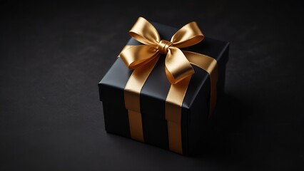 Obraz premium 3D gift box black color in black background