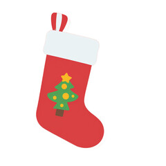 simple minimalist cartoon Christmas stocking vector illustration isolated