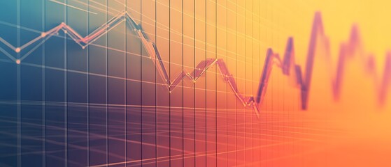 Fototapeta premium An abstract illustration of fluctuating financial graphs, showcasing trends and market fluctuations in vibrant colors