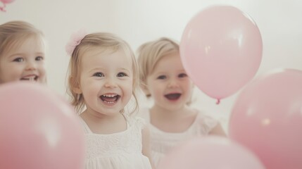 Joyful Kids Enjoying Birthday Celebration with Balloons
