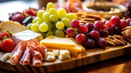 Delicious Charcuterie Board with Assorted Cheeses, Fruits, Nuts, and Meats