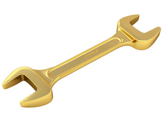 Metallic Wrench Tool on White Background