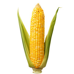 Fresh Yellow Corn on the Cob Isolated on a Transparent Background