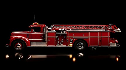 Red Rescue Ladder Fire Truck with Elevated Cab