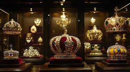 Exquisite Crown Collection Displayed in Luxurious Exhibition Room