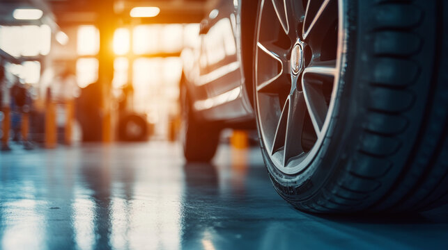 Getting your car's wheels aligned ensures they point in the right direction. Sensors on the tires help with this process. The garage uses electronic equipment to balance the wheels for a smooth ride.
