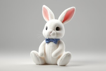 Fototapeta premium there is a white rabbit with a blue bow tie sitting down