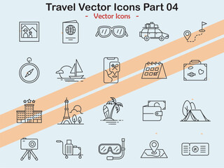 Final set of travel-themed icons illustrating travel experiences