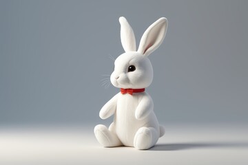 Obraz premium there is a white rabbit with a red bow tie sitting on a table