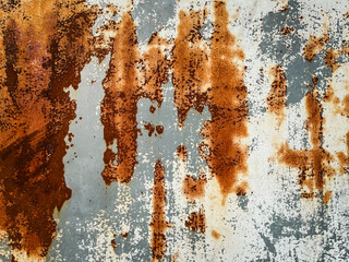 Rusty metal texture with a weathered and aged surface featuring peeling paint and corrosion