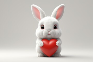 araffe with a heart in its paws sitting on a white surface