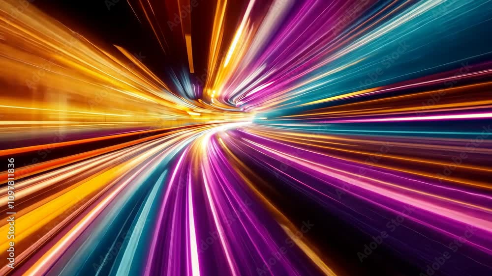 Aufkleber colorful abstract background with glowing lines and motion blur, featuring a vibrant road and rainbo
