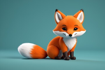 Obraz premium a close up of a small orange fox sitting on a blue surface