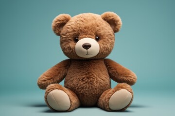 Obraz premium there is a brown teddy bear sitting on a blue surface