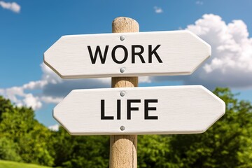 Directional Sign Post for Work and Life Balance Concepts