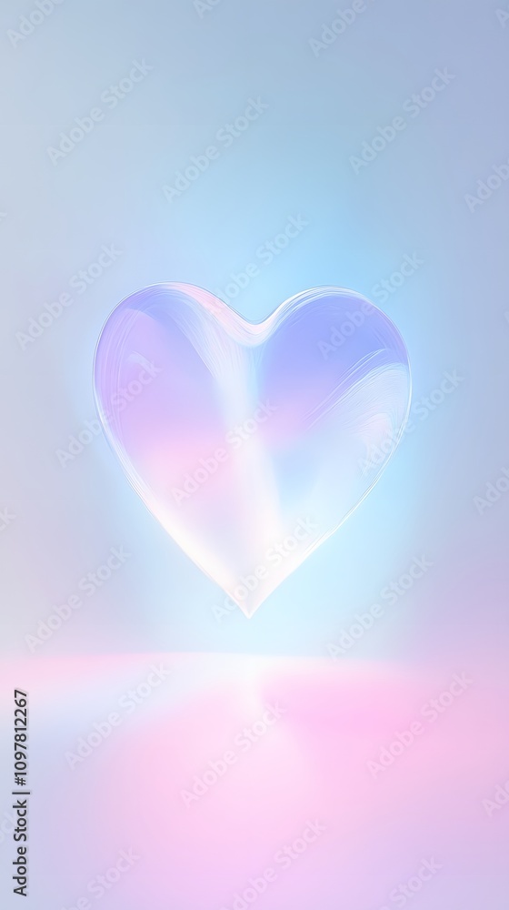 Poster a romantic, pastel-colored gradient with heart-shaped light bokeh and plenty of empty space in the c