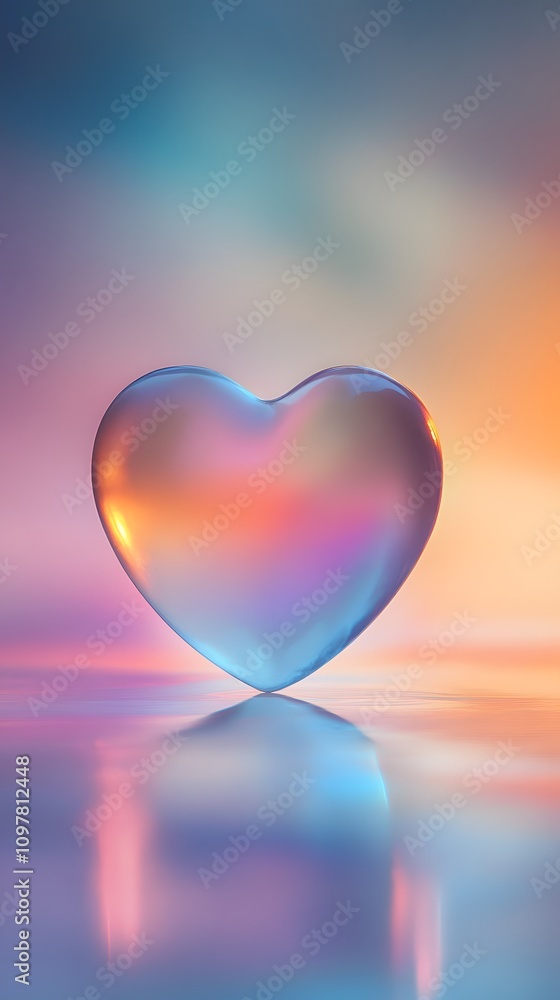 Poster a romantic, pastel-colored gradient with heart-shaped light bokeh and plenty of empty space in the c