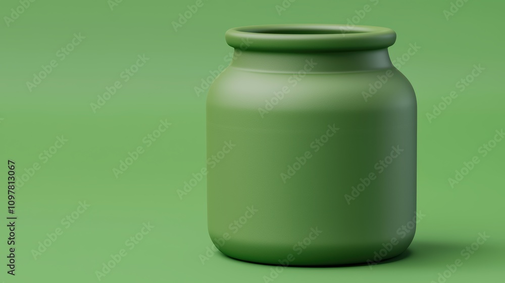 Poster smooth green pot on a soft green background with minimal design