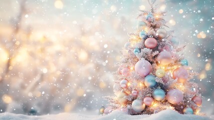 Fototapeta premium Magical Christmas Tree in a Snowy Wonderland