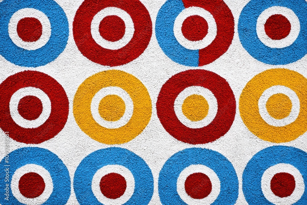 Poster colorful abstract pattern with circles and stripes on soft surface