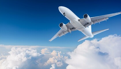Obraz premium Skyward Journey: 3D Illustration of an Airplane in Daylight Flight