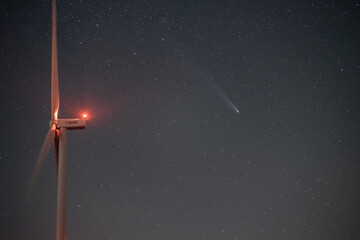 turbine at night and comet © Lukasz