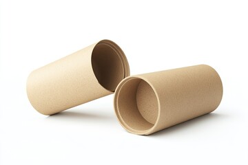 Cylinder tube packaging made of biodegradable materials isolated on a white background