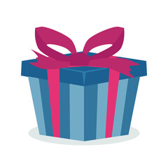 Gift box, present in vector. Gift in flat style on white background. Happy new year decoration. Collection for Birthday, Christmas. New year ornament. Vector icon gift. Beautiful