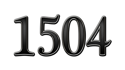 black metal 3d design of number 1504 on white background.