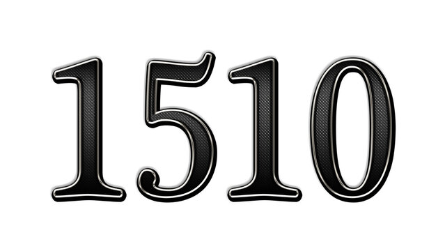 black metal 3d design of number 1510 on white background.