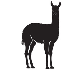 Fototapeta premium llama cartoon illustration vector design, Minimalist llama silhouette icon