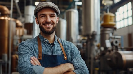 A man wearing a blue shirt and a hat is smiling and posing for a picture