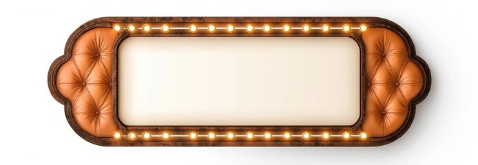  Blank retro vintage marquee sign inspired. Vintage illuminated marquee sign with a leather border.