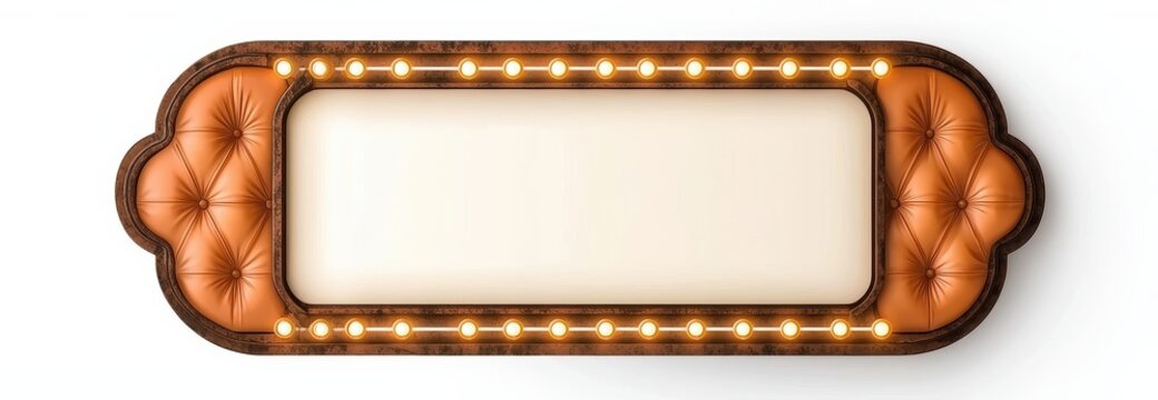  Blank retro vintage marquee sign inspired. Vintage illuminated marquee sign with a leather border.