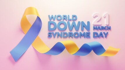 World Down Syndrome Day  March 21  celebrated with a yellow and blue ribbon