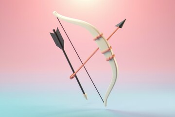 Fototapeta premium A 3D rendered image of a stylized bow and arrow pastel colored on a gradient background