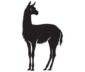 Obraz premium llama cartoon illustration vector design, Minimalist llama silhouette icon