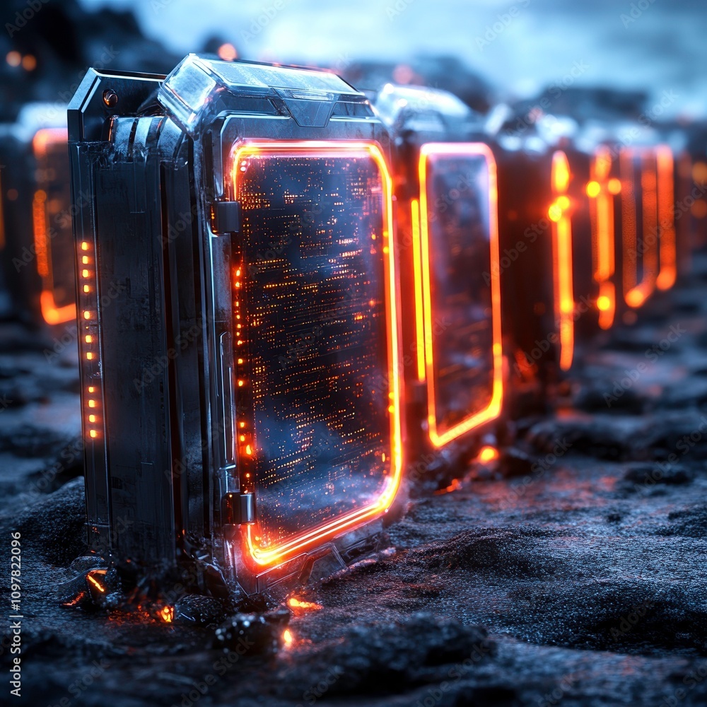 Poster data breach protection systems digital realm conceptual image futuristic environment close-up view s