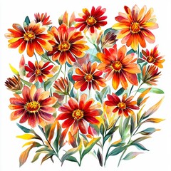 Vibrant Watercolor Bouquet of Gazania Flowers