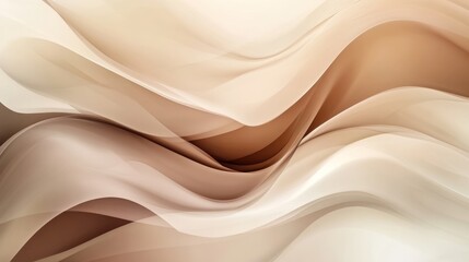 Obraz premium Abstract Beige and Brown Swirling Waves: A Serene Digital Art Piece
