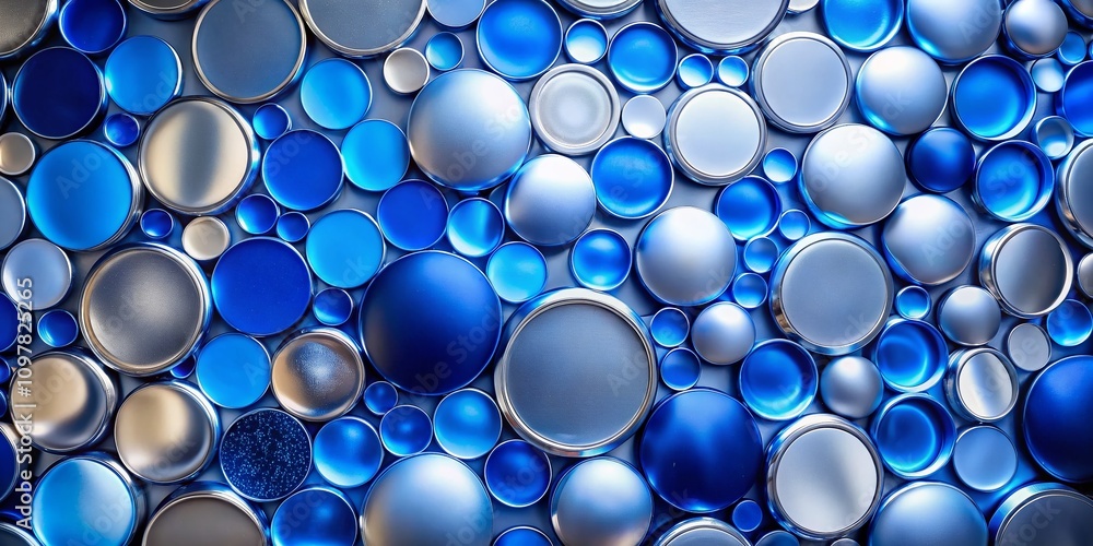 Poster cobalt abstract background with overlapping circles in shades of blue and silver for harmonious visu