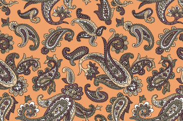 Floral paisley seamless pattern. 