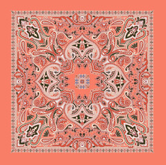 Seamless Colorful Abstract Flower Scarf Print Design.