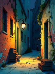 narrow street in the town