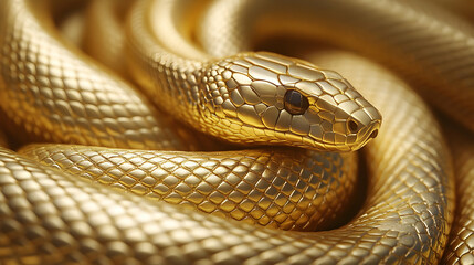 Fototapeta premium Golden Snake 3D Illustration