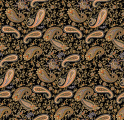 Floral paisley seamless pattern. 